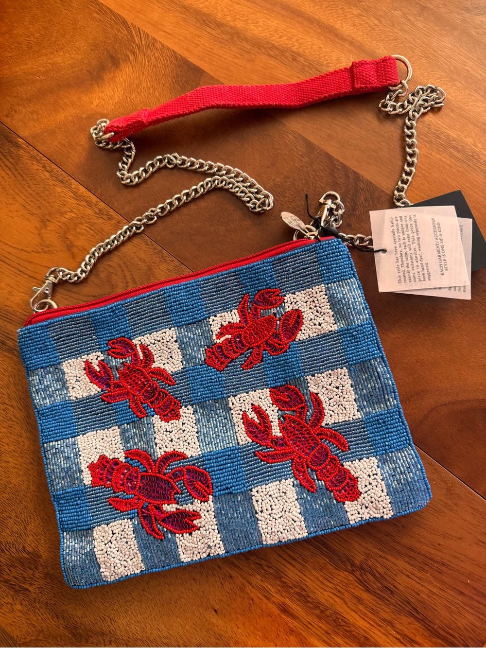 LOBSTERS BEADED CROSSBODY PURSE. NWT.